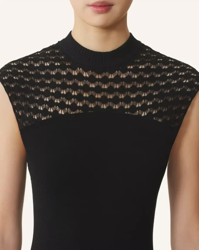 Robe en viscose avec détails en dentelle