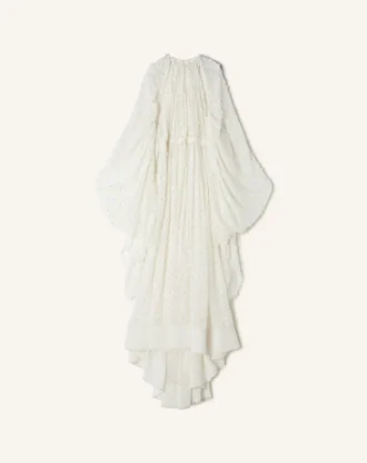 Robe longue en soie plumetis