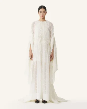Robe longue en soie plumetis