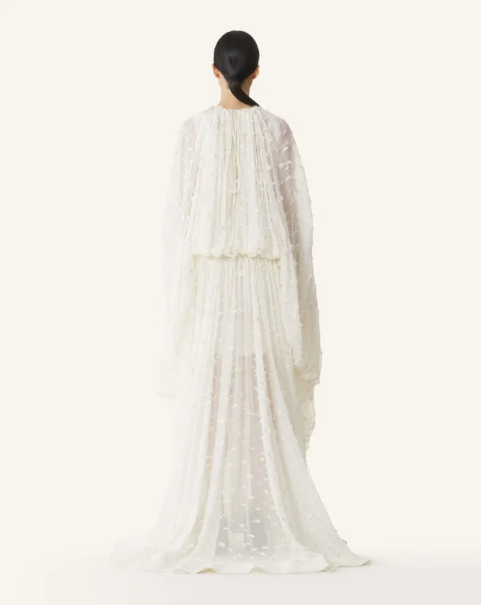 Robe longue en soie plumetis