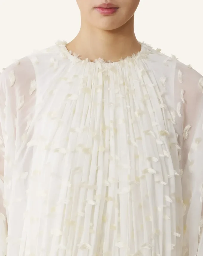 Robe longue en soie plumetis