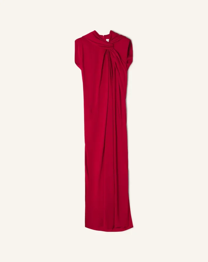 Robe longue nouée en satin