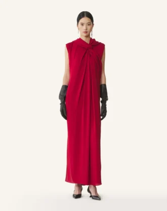 Robe longue nouée en satin