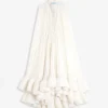 Robe longue à volants en charmeuse