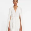 Robe longue à volants en charmeuse