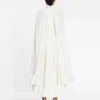 Robe longue à volants en charmeuse