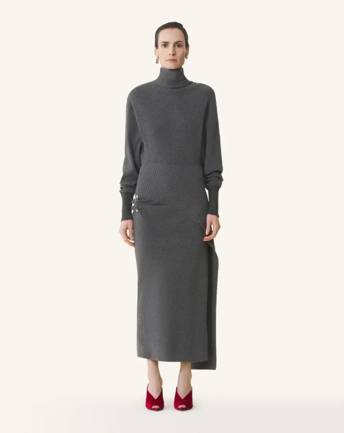 Robe midi en laine et cachemire