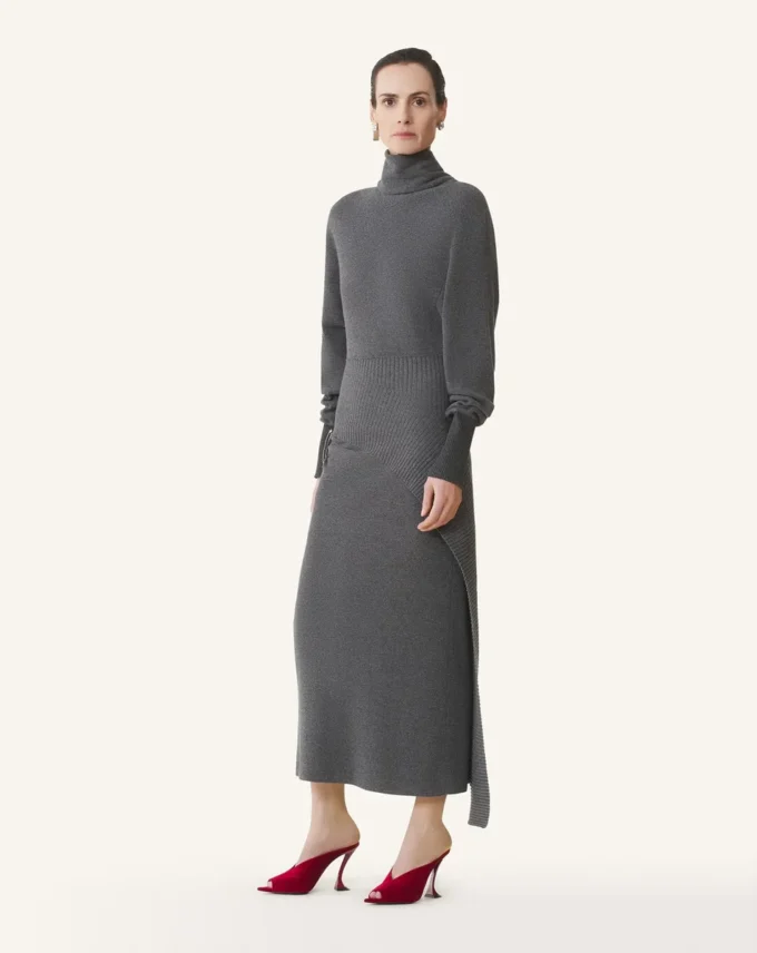 Robe midi en laine et cachemire