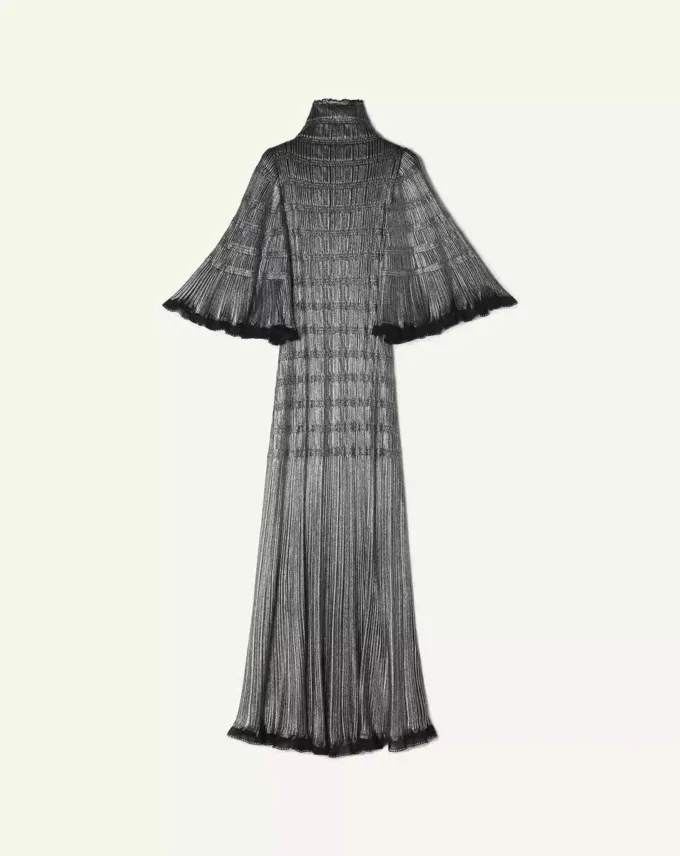 Robe midi en viscose métallisée