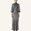 Robe midi en viscose métallisée