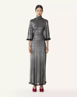 Robe midi en viscose métallisée