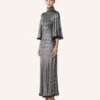 Robe midi en viscose métallisée