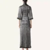 Robe midi en viscose métallisée