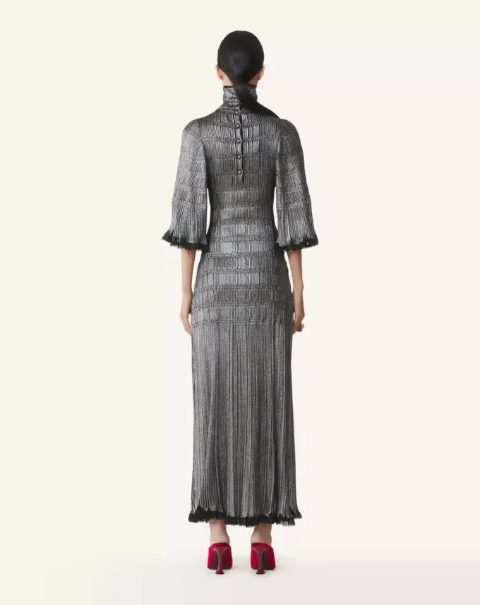 Robe midi en viscose métallisée