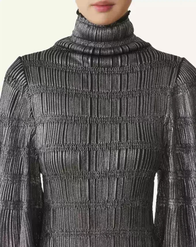 Robe midi en viscose métallisée