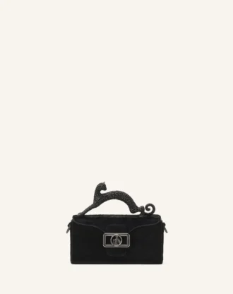 Sac en cuir Nano Pencil Cat avec effet poney et strass