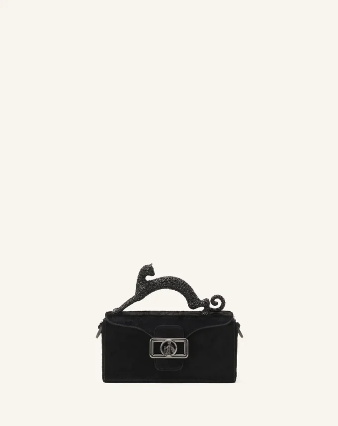 Sac en cuir Nano Pencil Cat avec effet poney et strass