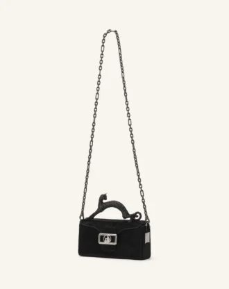 Sac en cuir Nano Pencil Cat avec effet poney et strass