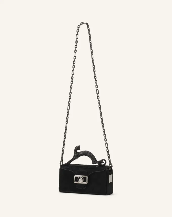 Sac en cuir Nano Pencil Cat avec effet poney et strass