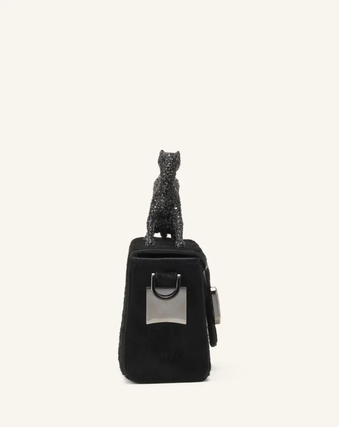 Sac en cuir Nano Pencil Cat avec effet poney et strass