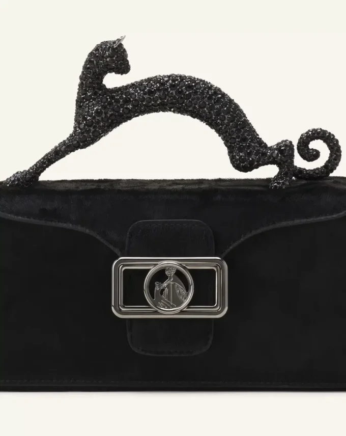 Sac en cuir Nano Pencil Cat avec effet poney et strass