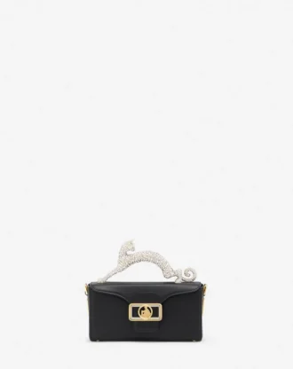 Sac Nano Pencil Cat en cuir et strass