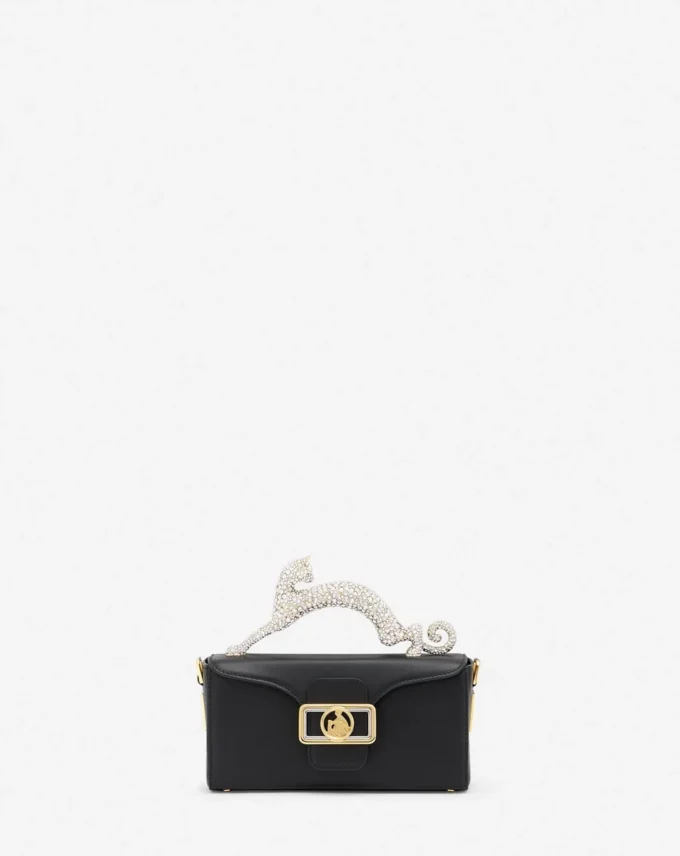 Sac Nano Pencil Cat en cuir et strass