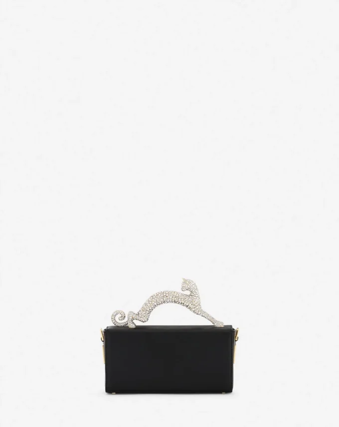 Sac Nano Pencil Cat en cuir et strass