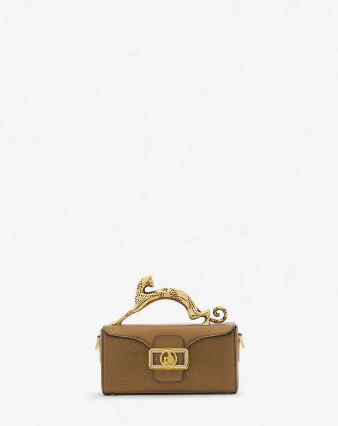 Sac Nano Pencil Cat en cuir grainé métallisé