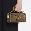 Sac Nano Pencil Cat en cuir grainé métallisé