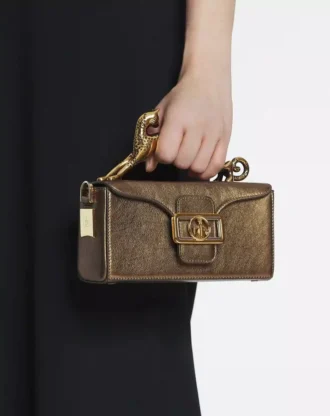 Sac Nano Pencil Cat en cuir grainé métallisé