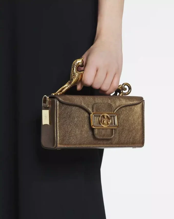 Sac Nano Pencil Cat en cuir grainé métallisé