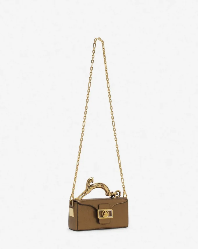 Sac Nano Pencil Cat en cuir grainé métallisé