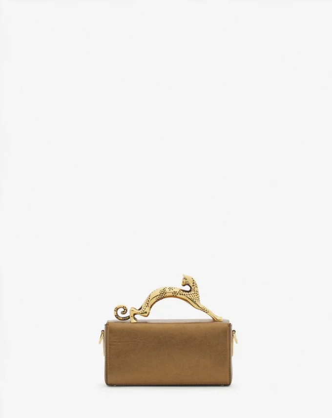 Sac Nano Pencil Cat en cuir grainé métallisé