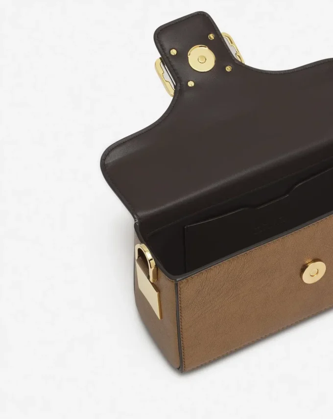 Sac Nano Pencil Cat en cuir grainé métallisé