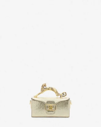 Sac Nano Pencil Cat en cuir métallisé craquelé