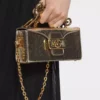 Sac Nano Pencil Cat en cuir métallisé craquelé