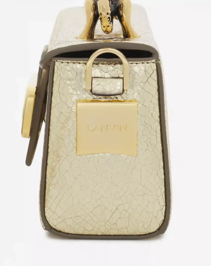 Sac Nano Pencil Cat en cuir métallisé craquelé