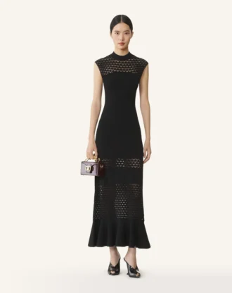 Robe en viscose avec détails en dentelle