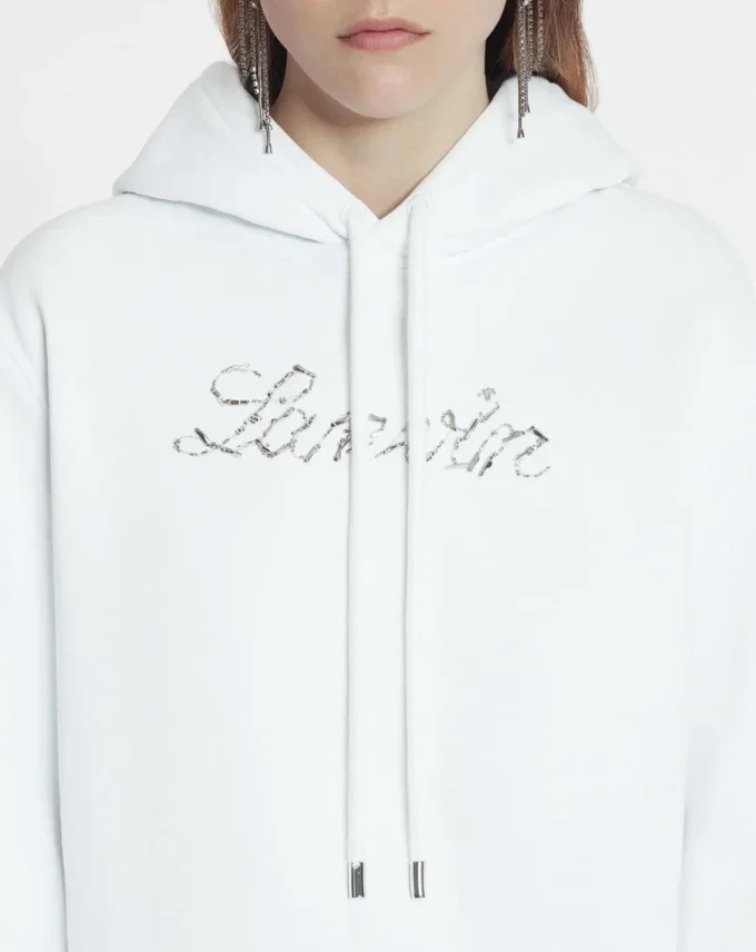 Sweat à capuche brodé de perles Lanvin