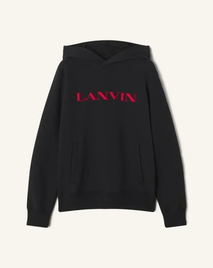 Sweat à capuche en coton brodé Lanvin