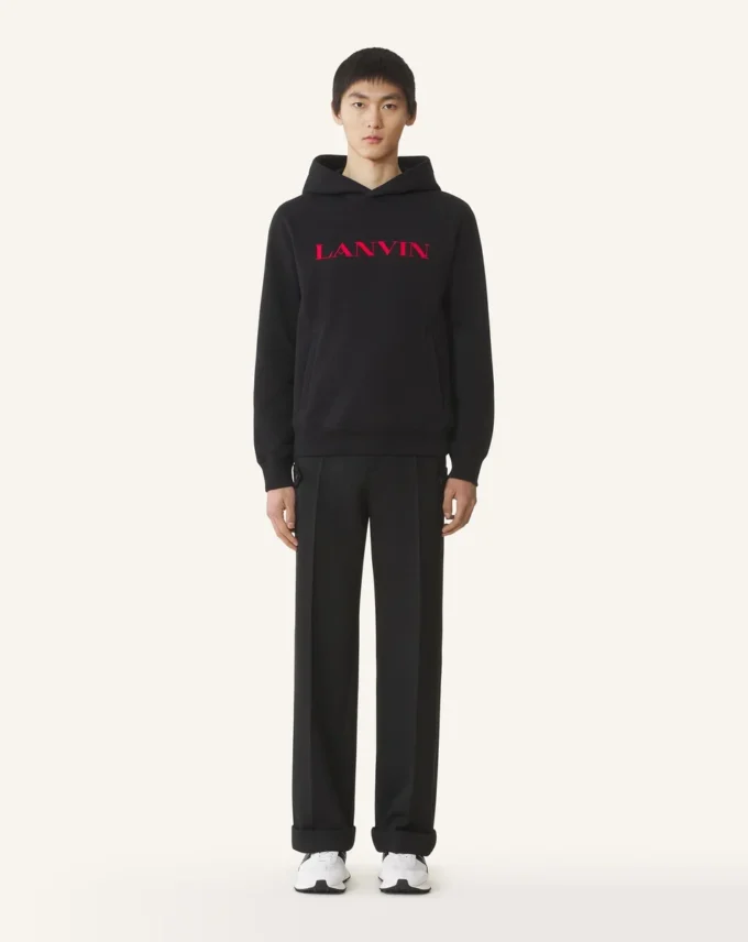 Sweat à capuche en coton brodé Lanvin