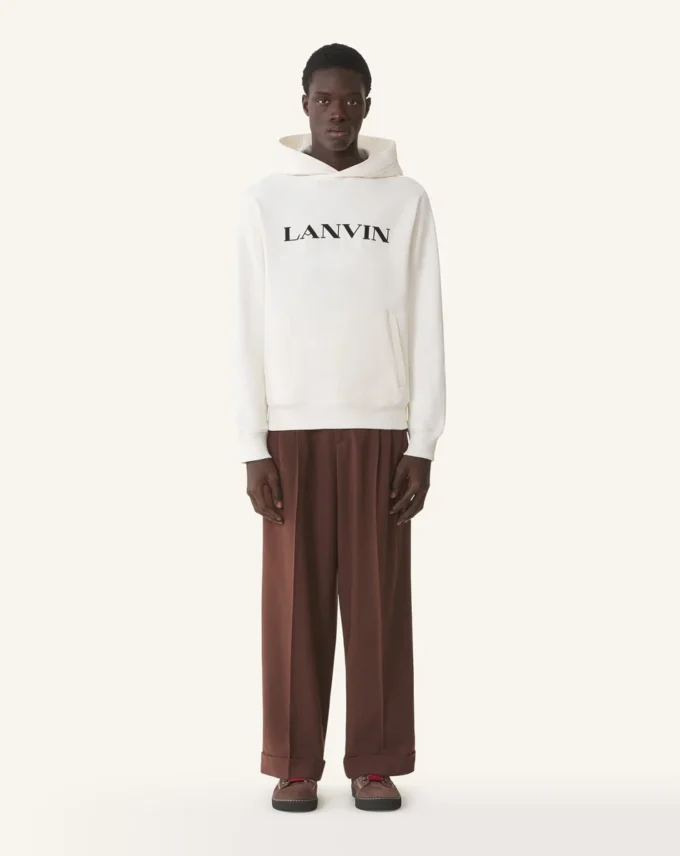 Sweat à capuche en coton brodé Lanvin
