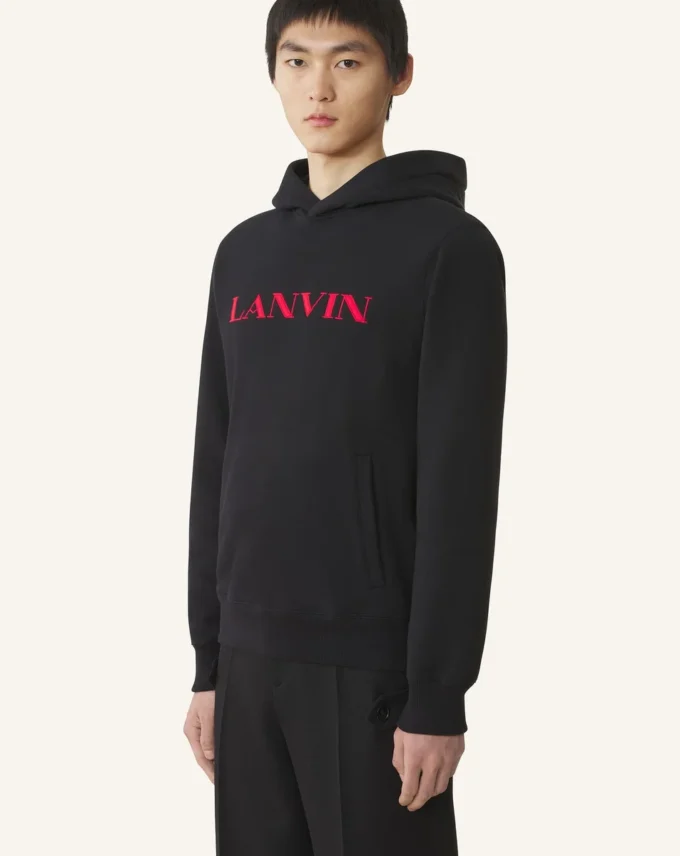 Sweat à capuche en coton brodé Lanvin