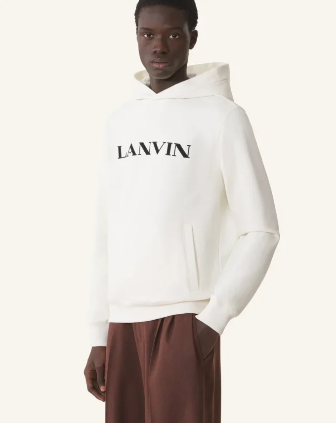Sweat à capuche en coton brodé Lanvin