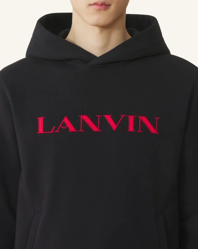 Sweat à capuche en coton brodé Lanvin
