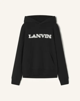 Sweat à capuche en coton et peau lainée Lanvin