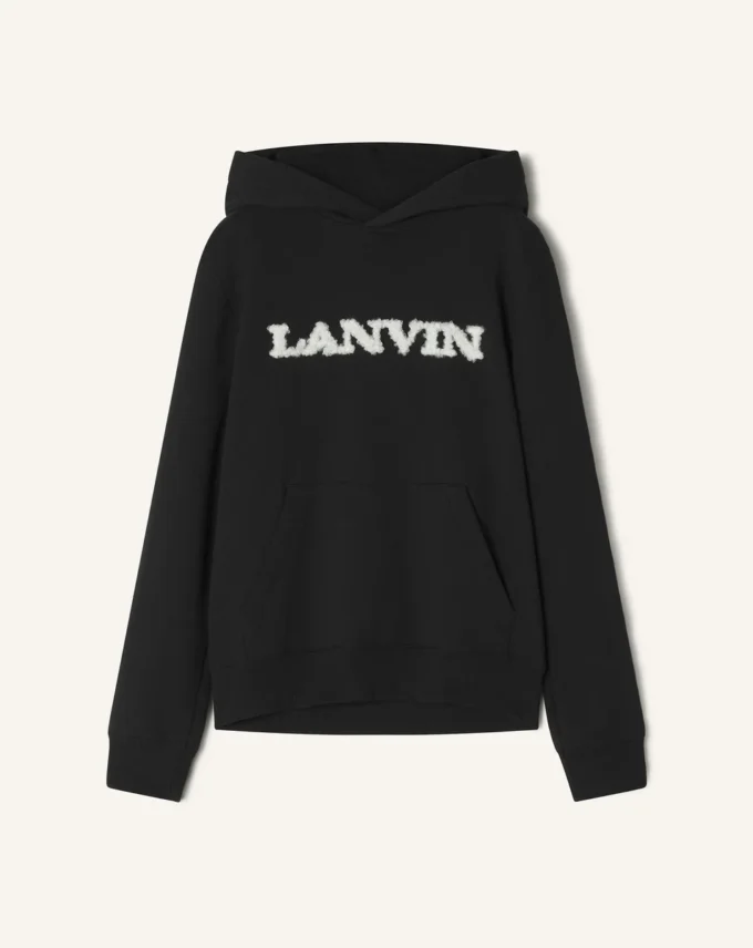 Sweat à capuche en coton et peau lainée Lanvin