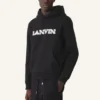 Sweat à capuche en coton et peau lainée Lanvin