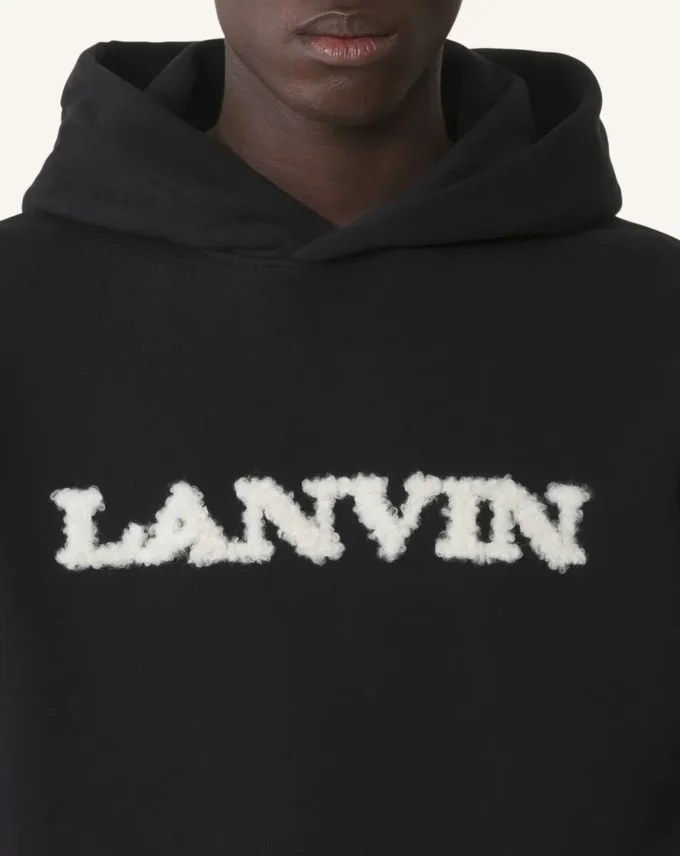 Sweat à capuche en coton et peau lainée Lanvin